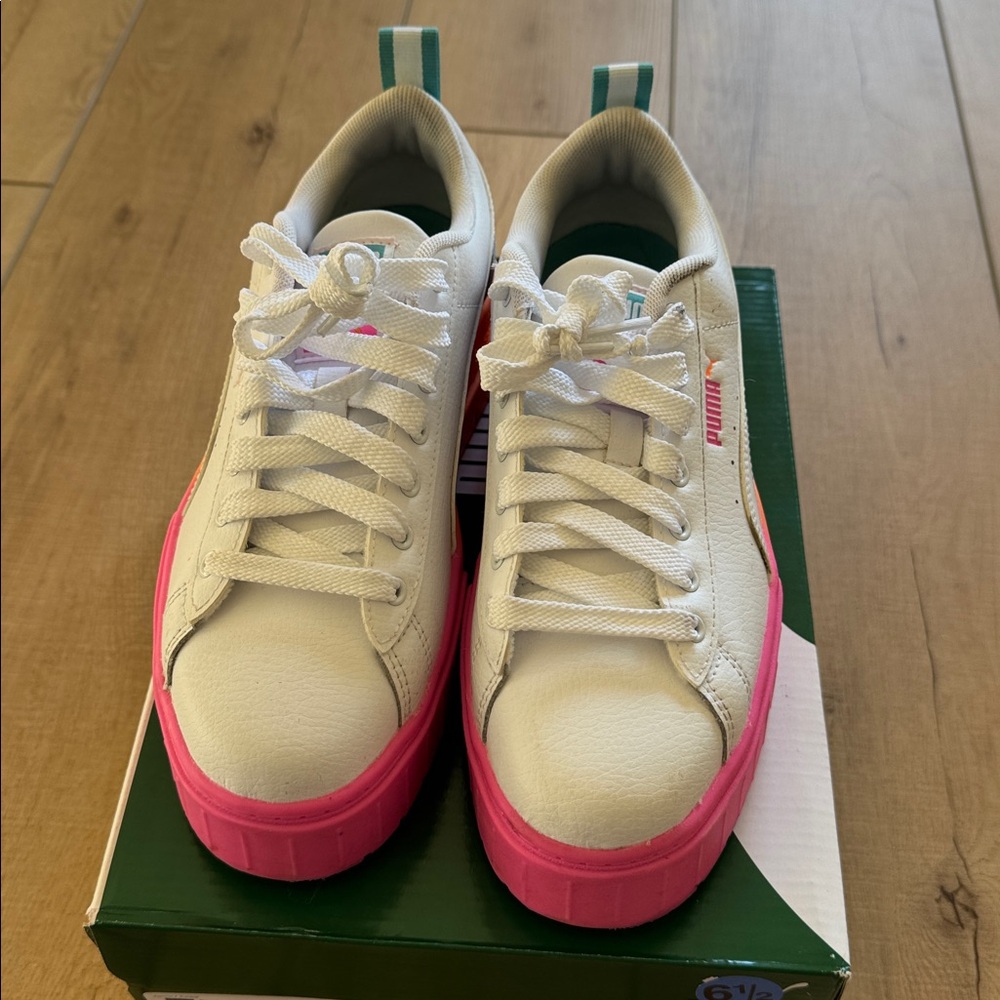 PUMA Mayze Daybreak Jr Platform Shoes Pink/Orange Youth 6.5 388313-01 EUC
